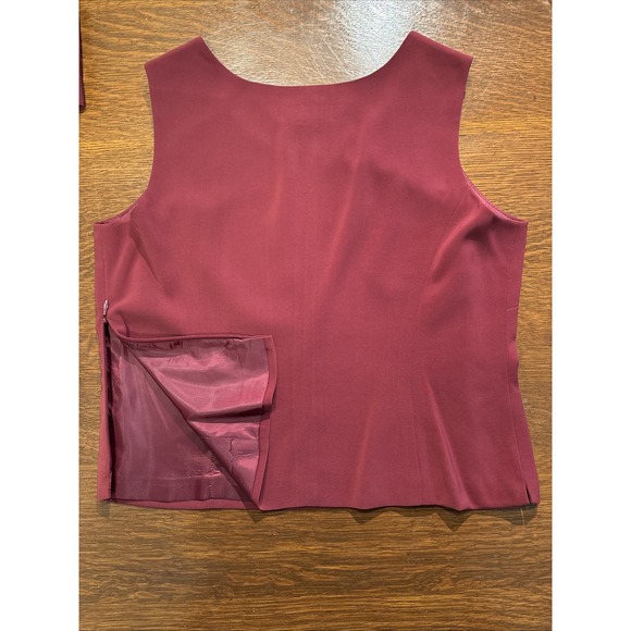 Burgundy 3pc Jones New‎ York Career Special Occasion Suit Piped Satin Edge 12 - Picture 4 of 16